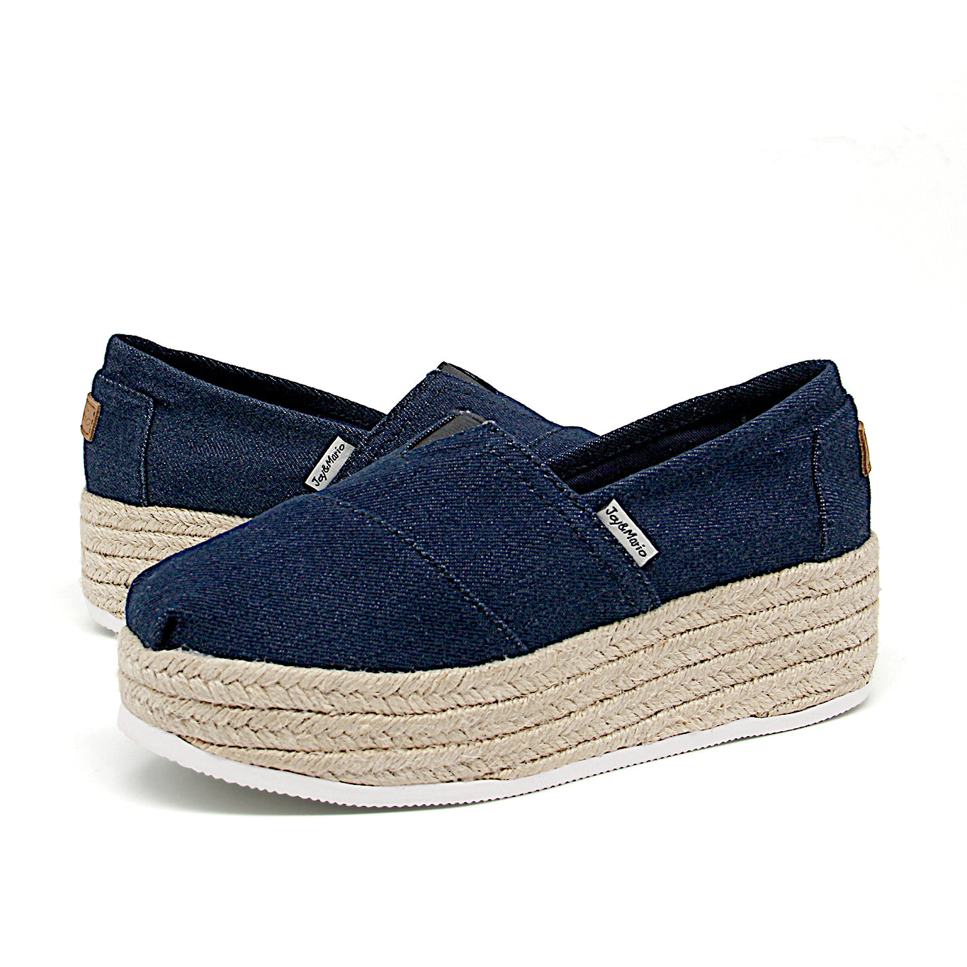 JOY&MARIO Handmade Women’s Slip-On Espadrille Denim Loafers Wedges in Denim-A86118W JOYANDMARIO