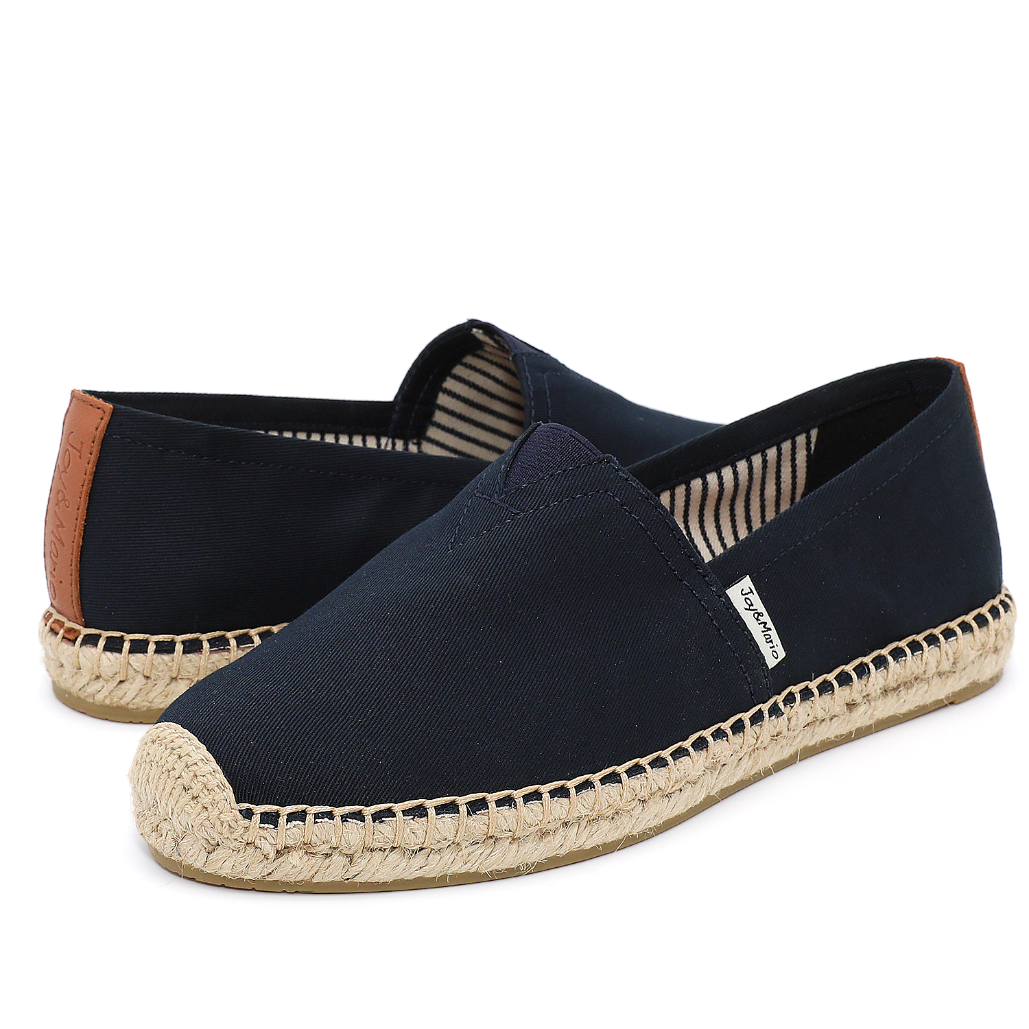 Handmade Women’s Slip-On Espadrille Fabric Loafers Flats in Navy-A01602W