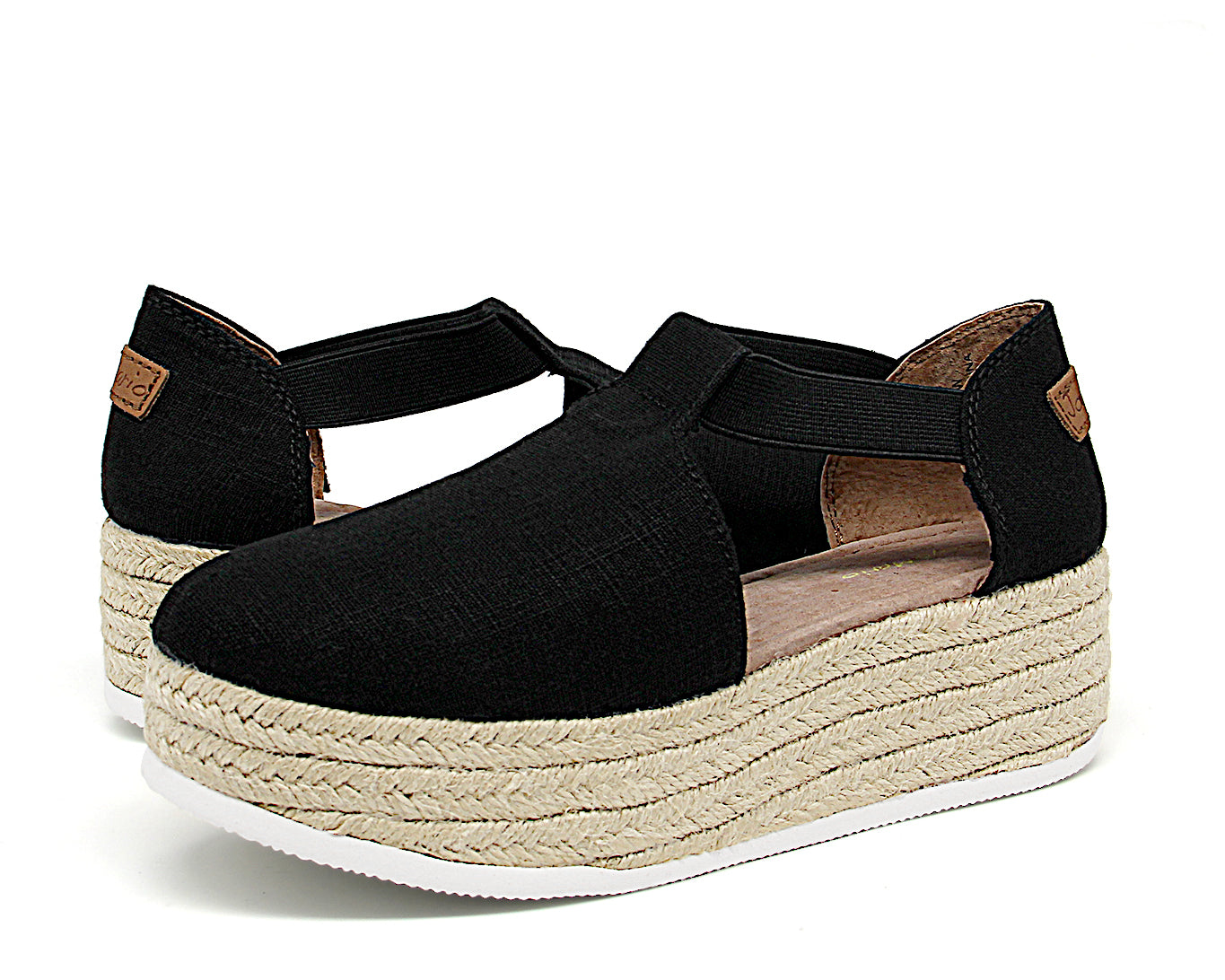 JOY&MARIO Handmade Women’s Slip-On Espadrille Linen Loafers Wedges in Black-AE006W JOYANDMARIO