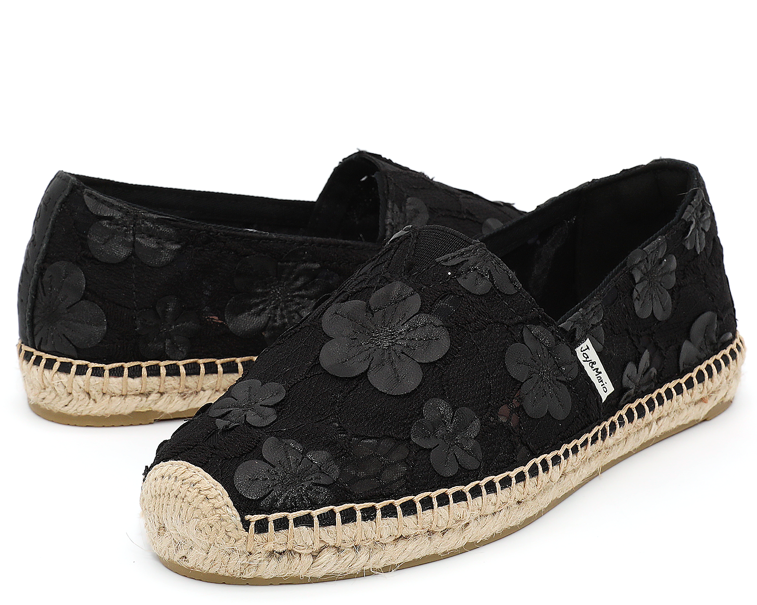 JOY&MARIO Handmade Women’s Slip-On Espadrille Mesh Loafers Flats in Black-A01287W JOYANDMARIO