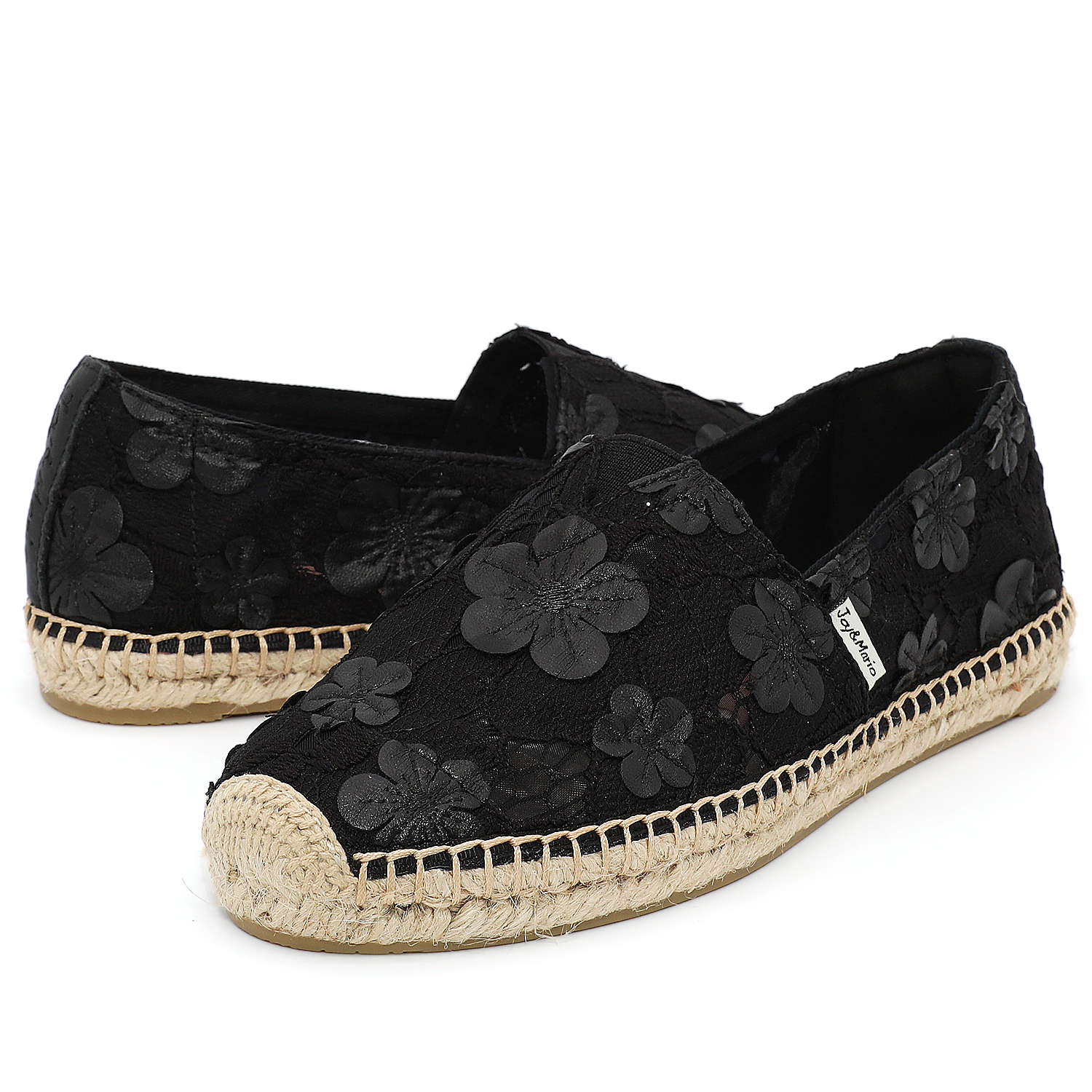 JOY&MARIO Handmade Women’s Slip-On Espadrille Mesh Loafers Flats in Black-A01287W JOYANDMARIO