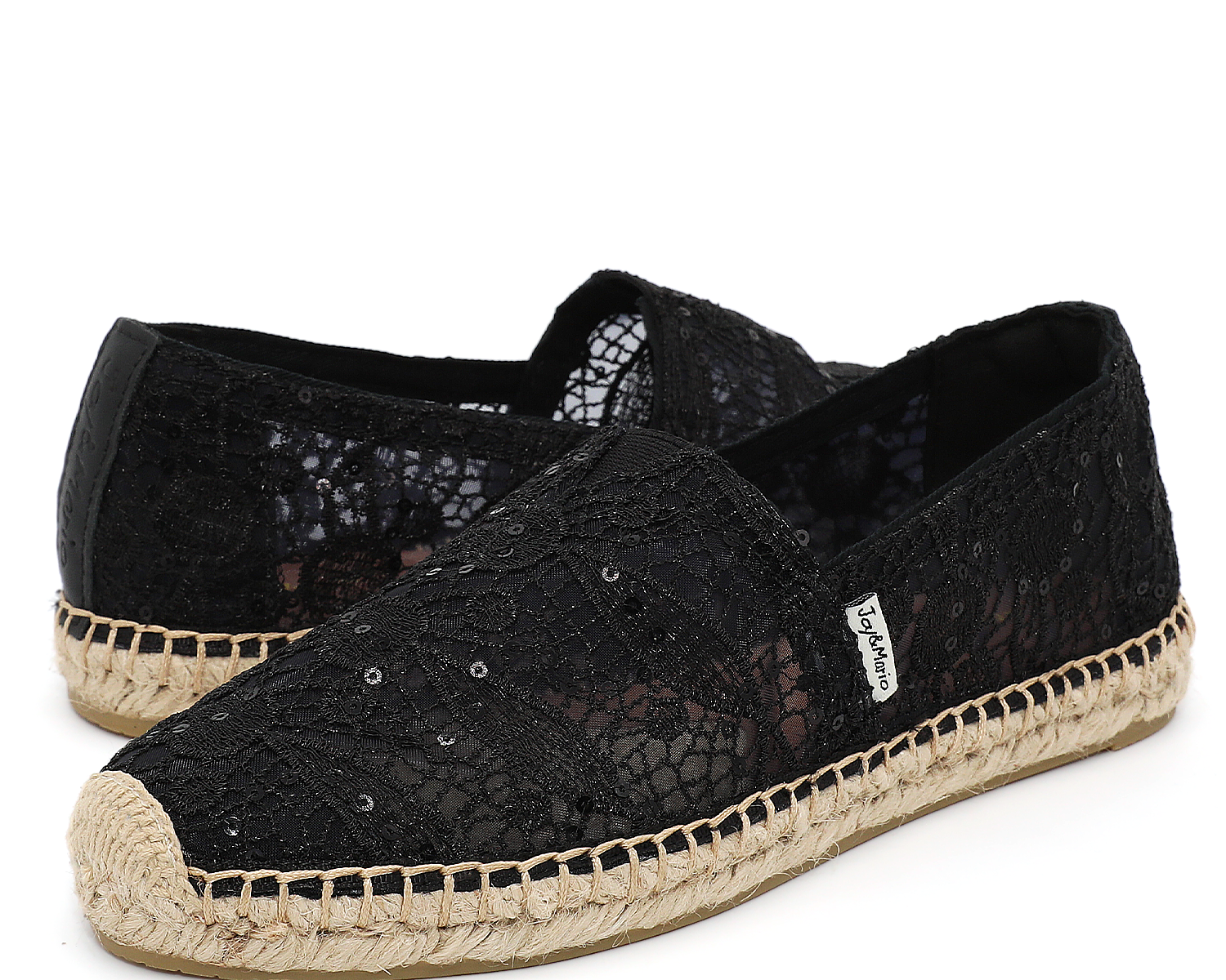 JOY&MARIO Handmade Women’s Slip-On Espadrille Mesh Loafers Flats in Black-A01961W JOYANDMARIO