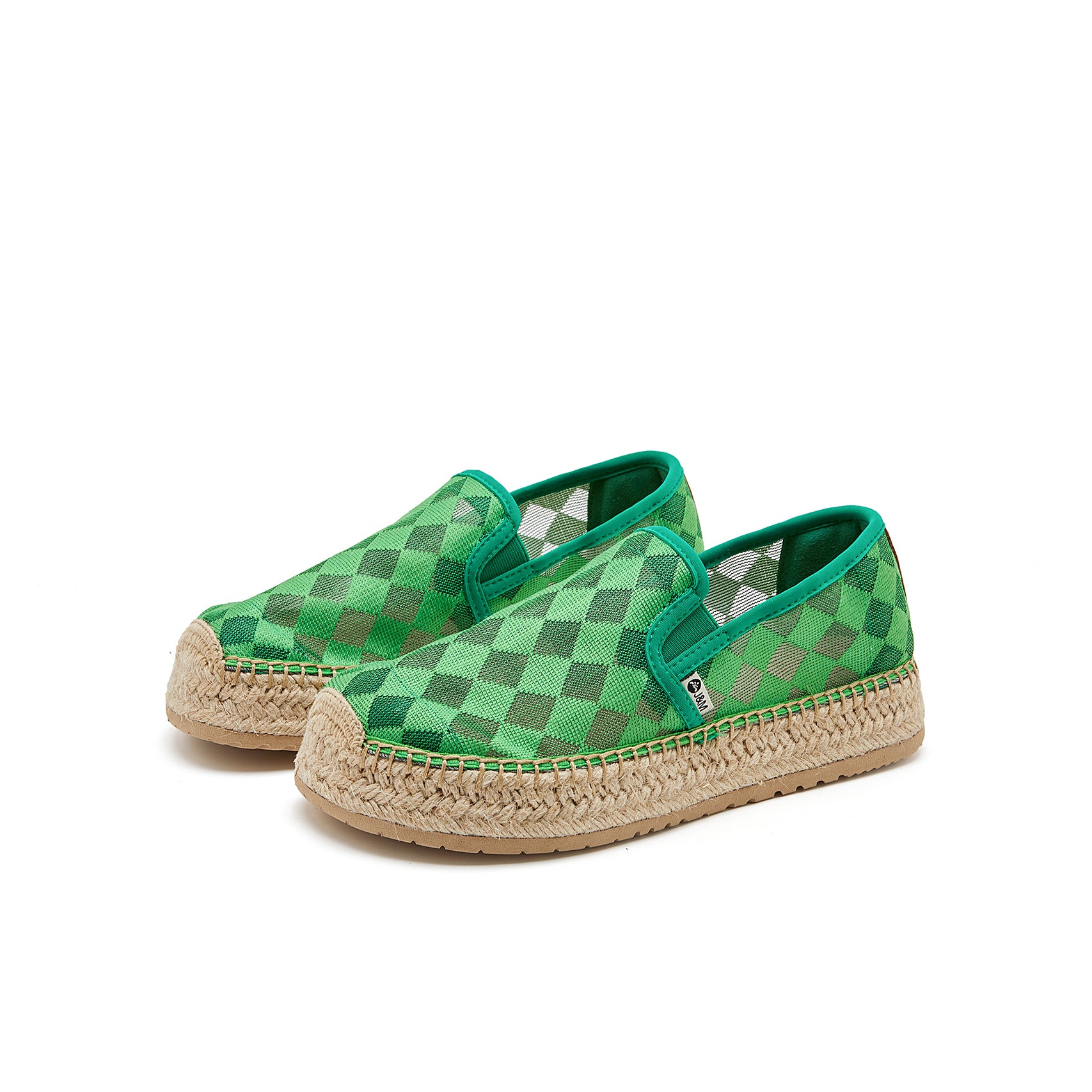 JOY&MARIO Handmade Women’s Slip-On Espadrille Mesh Loafers in Green-05337W JOYANDMARIO