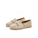 JOY&MARIO Handmade Women’s Slip-On Espadrille Stripe Flats in Apricot-05325W JOYANDMARIO