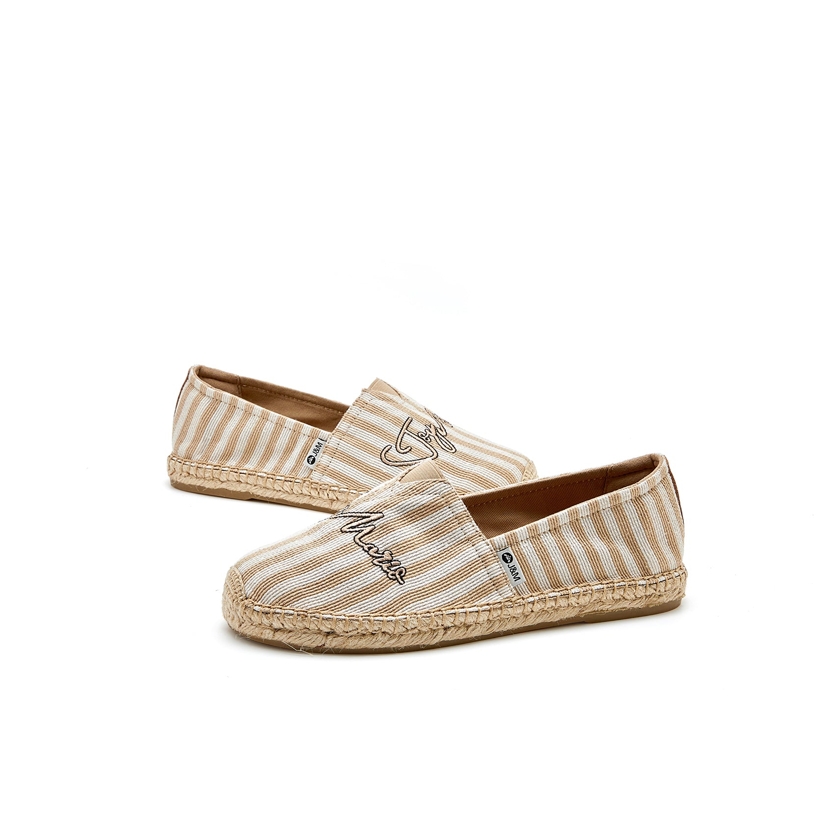 JOY&MARIO Handmade Women’s Slip-On Espadrille Stripe Flats in Apricot-05325W JOYANDMARIO