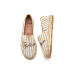 JOY&MARIO Handmade Women’s Slip-On Espadrille Stripe Flats in Apricot-05325W JOYANDMARIO