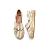 Load image into Gallery viewer, JOY&amp;MARIO Handmade Women’s Slip-On Espadrille Stripe Flats in Apricot-05325W JOYANDMARIO