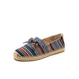 Load image into Gallery viewer, JOY&amp;MARIO Handmade Women’s Slip-On Espadrille Stripe Flats in Blue-05327W JOYANDMARIO