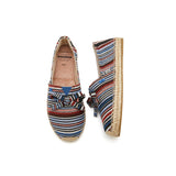 Load image into Gallery viewer, JOY&amp;MARIO Handmade Women’s Slip-On Espadrille Stripe Flats in Blue-05327W JOYANDMARIO