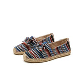 Load image into Gallery viewer, JOY&amp;MARIO Handmade Women’s Slip-On Espadrille Stripe Flats in Blue-05327W JOYANDMARIO