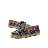 Load image into Gallery viewer, JOY&amp;MARIO Handmade Women’s Slip-On Espadrille Stripe Flats in Blue-05327W JOYANDMARIO