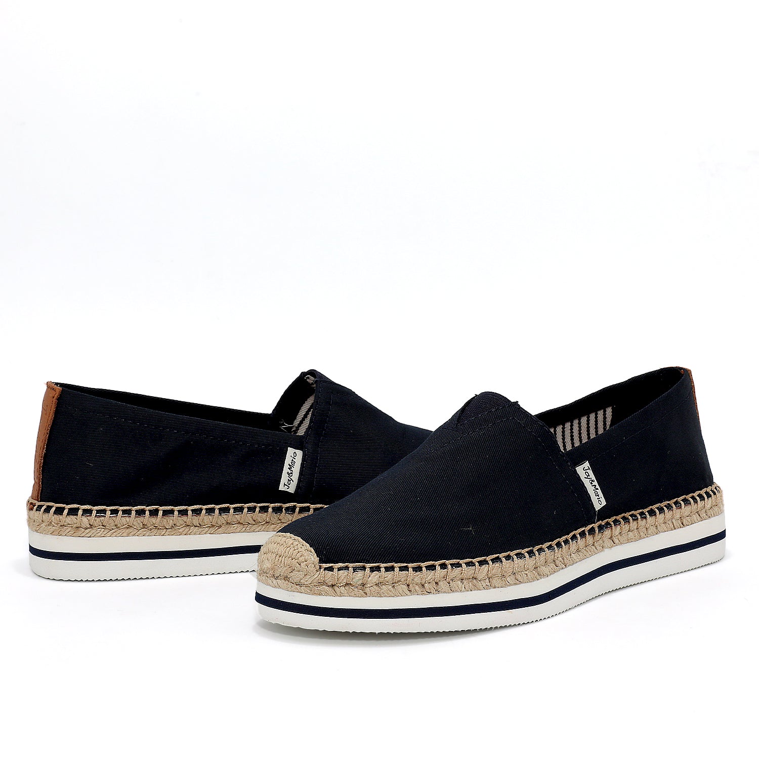 JOY&MARIO HandmadeWomen’s Slip-On Espadrille Fabric Loafers Platform in Navy-A51396W JOYANDMARIO