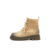 JOY&MARIO Women's Action Leather Lace-up Boots in Apricot-69102W JOYANDMARIO