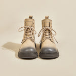 JOY&MARIO Women's Action Leather Lace-up Boots in Apricot-69102W JOYANDMARIO