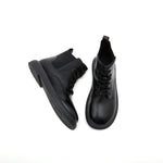 JOY&MARIO Women's Action Leather Lace-up Boots in Black-69091W JOYANDMARIO