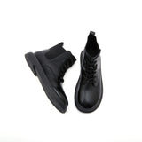 JOY&MARIO Women's Action Leather Lace-up Boots in Black-69091W JOYANDMARIO