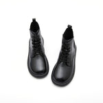 JOY&MARIO Women's Action Leather Lace-up Boots in Black-69091W JOYANDMARIO