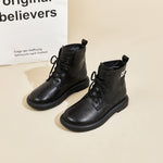 JOY&MARIO Women's Action Leather Lace-up Boots in Black-69093W JOYANDMARIO