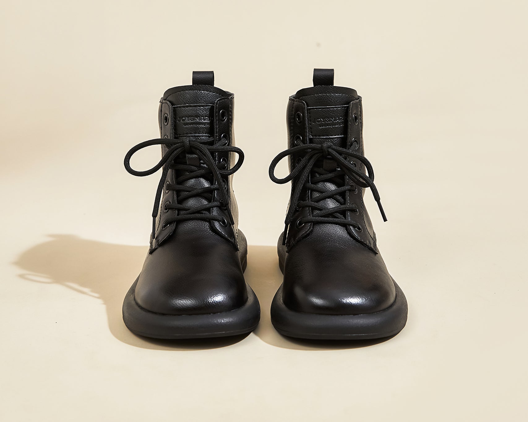 JOY&MARIO Women's Action Leather Lace-up Boots in Black-69093W JOYANDMARIO