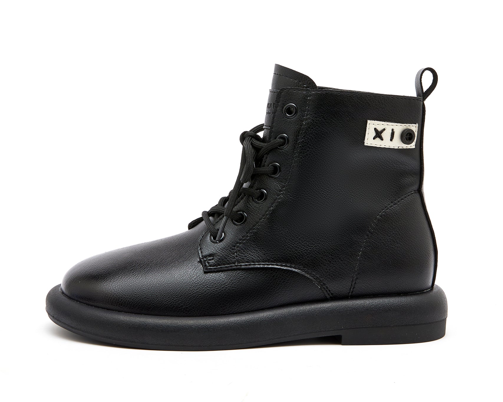 JOY&MARIO Women's Action Leather Lace-up Boots in Black-69093W JOYANDMARIO