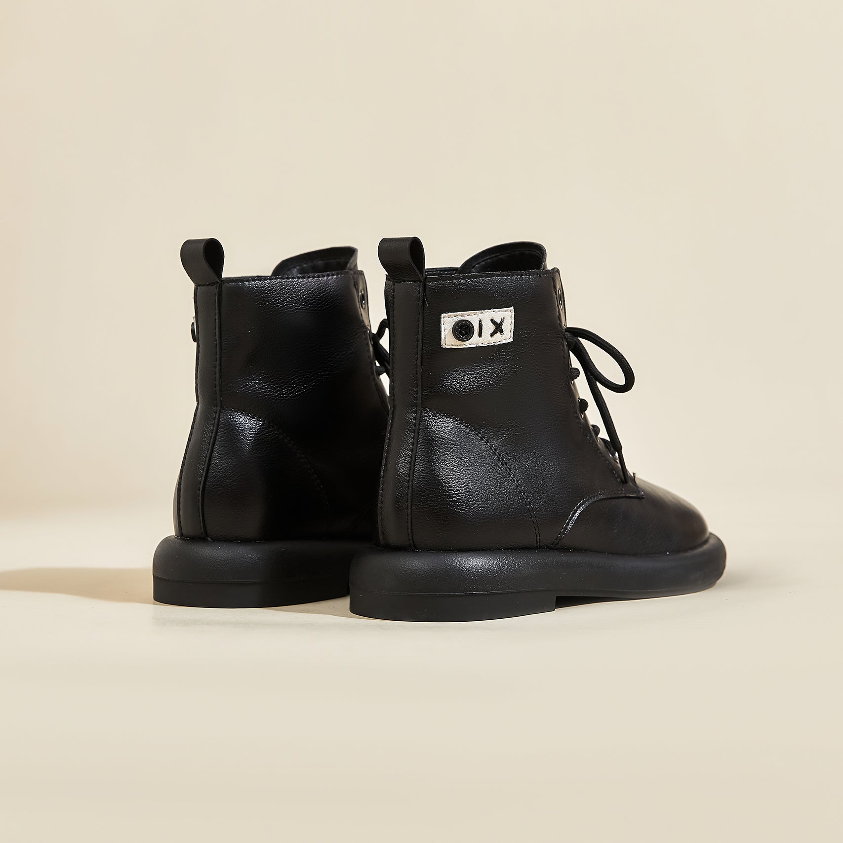 JOY&MARIO Women's Action Leather Lace-up Boots in Black-69093W JOYANDMARIO