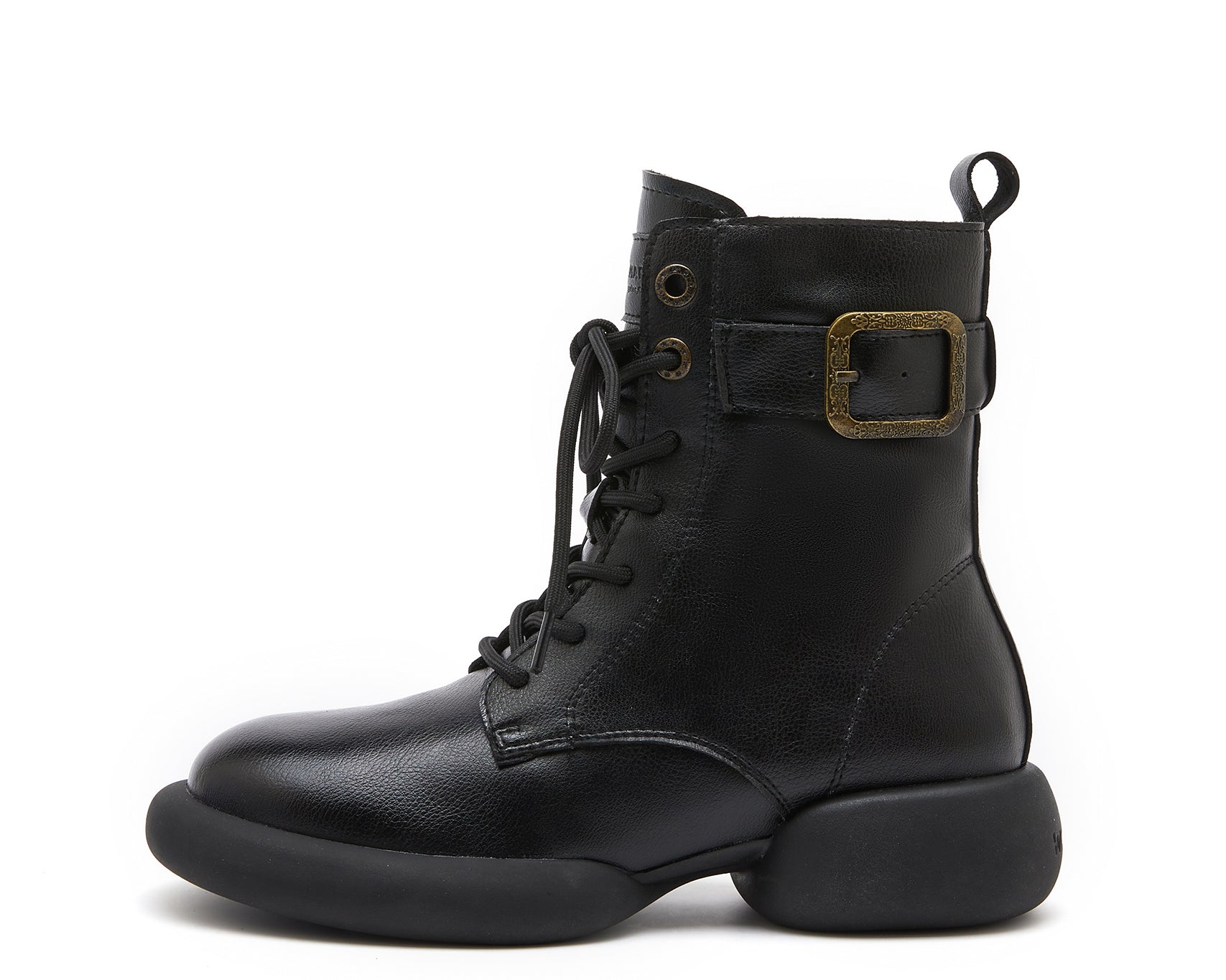 JOY&MARIO Women's Action Leather Lace-up Boots in Black-69095W JOYANDMARIO