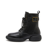 Load image into Gallery viewer, JOY&amp;MARIO Women&#39;s Action Leather Lace-up Boots in Black-69095W JOYANDMARIO