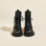 Load image into Gallery viewer, JOY&amp;MARIO Women&#39;s Action Leather Lace-up Boots in Black-69101W JOYANDMARIO