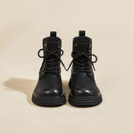 JOY&MARIO Women's Action Leather Lace-up Boots in Black-69102W JOYANDMARIO