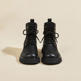 JOY&MARIO Women's Action Leather Lace-up Boots in Black-69102W JOYANDMARIO