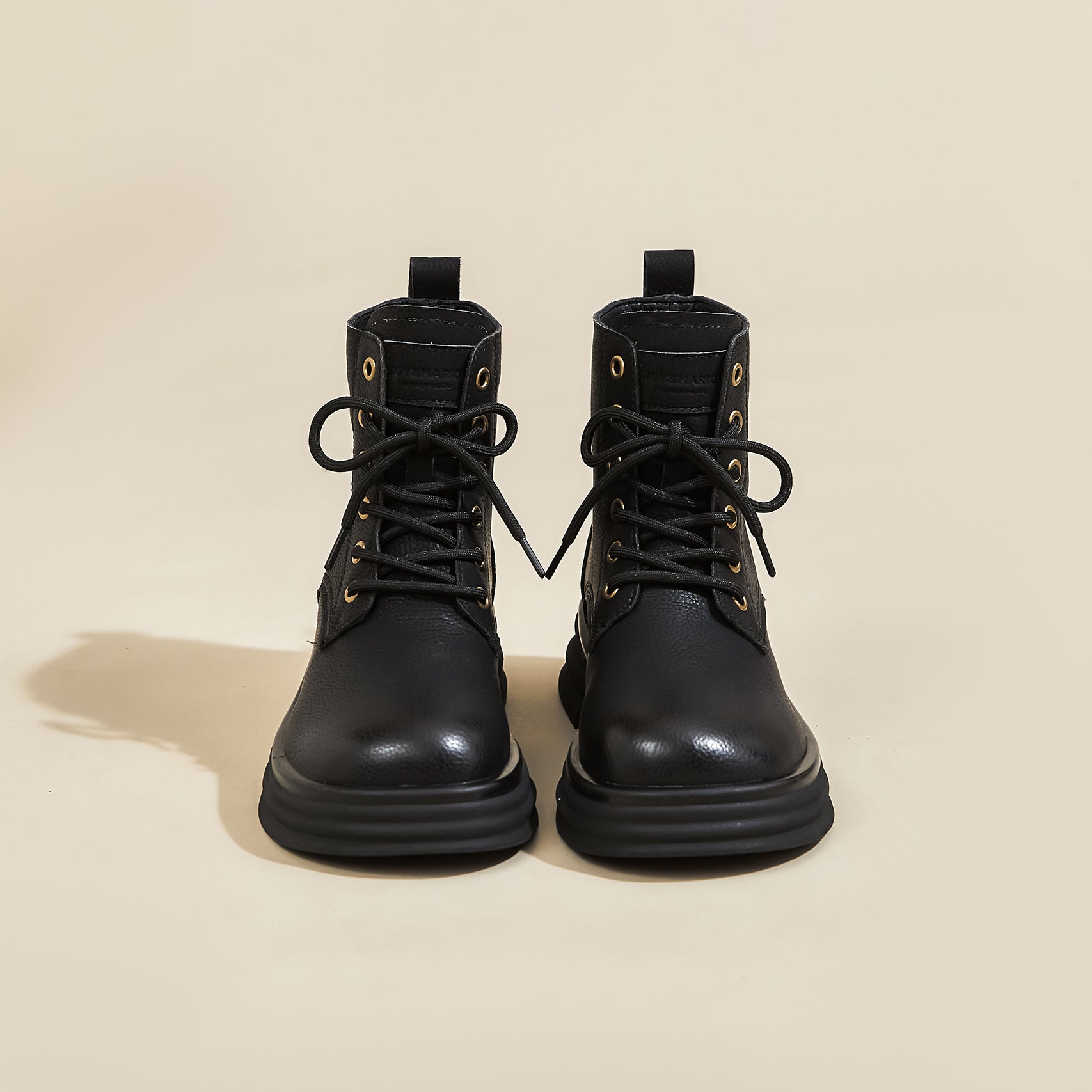 JOY&MARIO Women's Action Leather Lace-up Boots in Black-69102W JOYANDMARIO