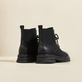 JOY&MARIO Women's Action Leather Lace-up Boots in Black-69102W JOYANDMARIO