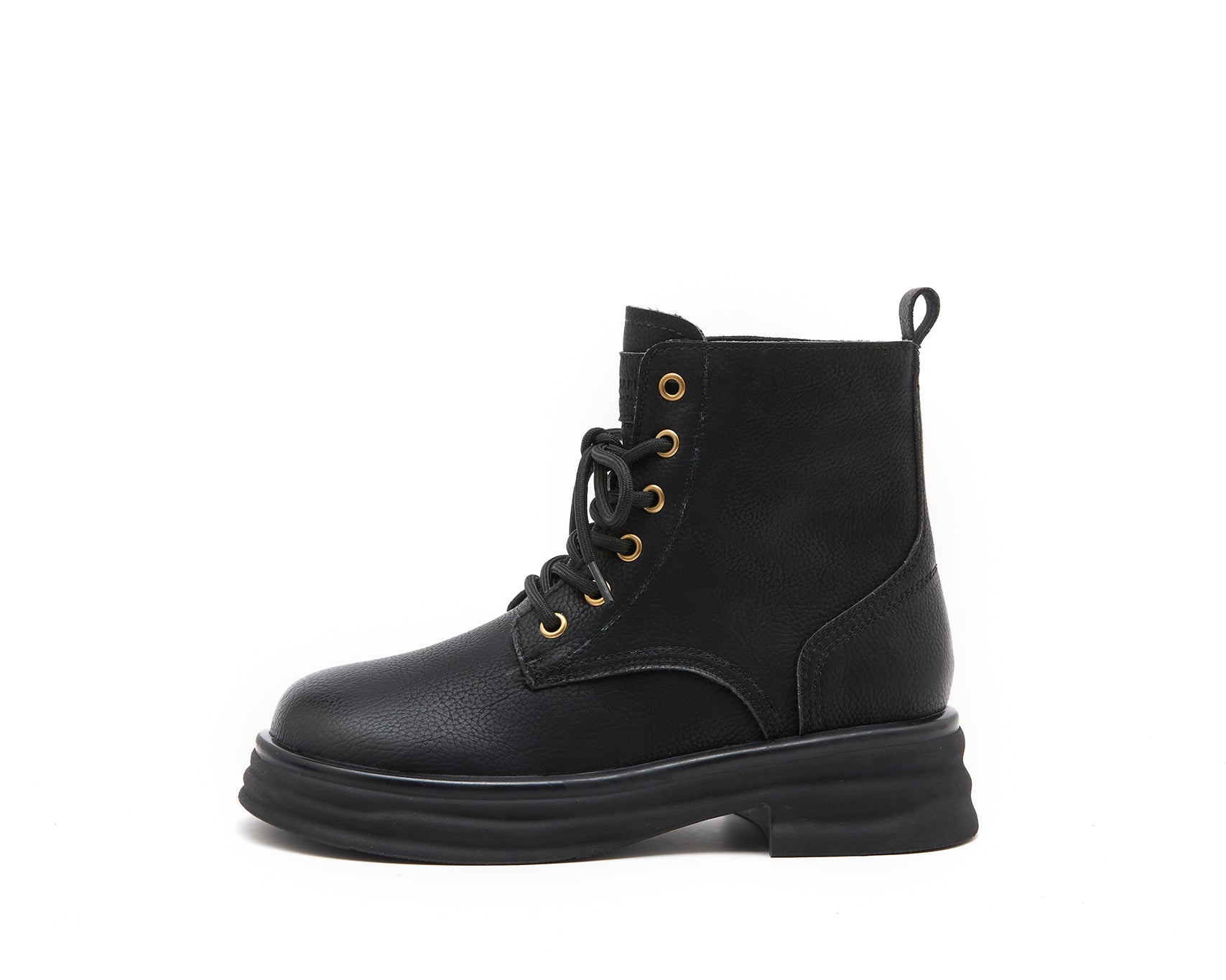 JOY&MARIO Women's Action Leather Lace-up Boots in Black-69102W JOYANDMARIO