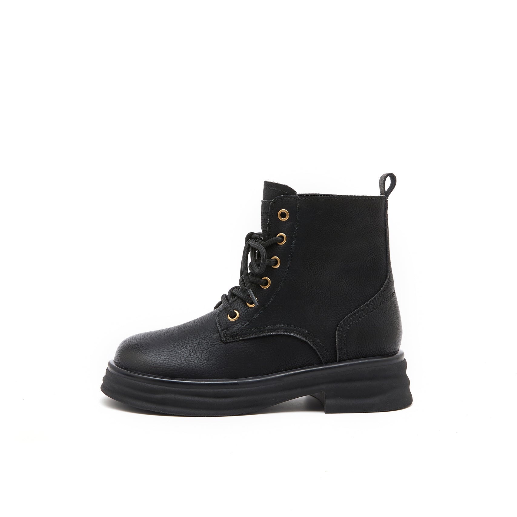JOY&MARIO Women's Action Leather Lace-up Boots in Black-69102W JOYANDMARIO