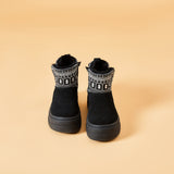 Load image into Gallery viewer, JOY&amp;MARIO Women&#39;s Cow Suede Snow Short Boots in Black-66022W JOYANDMARIO