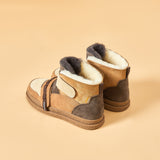 JOY&MARIO Women's Cow Suede Snow Short Boots in Camel-69217W JOYANDMARIO