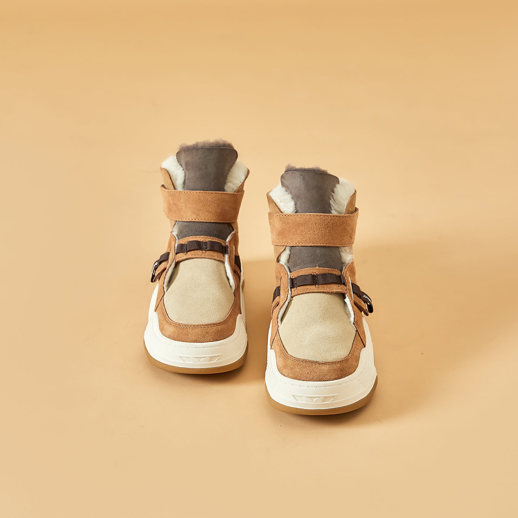 JOY&MARIO Women's Cow Suede Snow Short Boots in Camel-87308W JOYANDMARIO