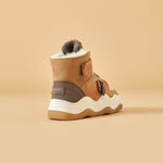 JOY&MARIO Women's Cow Suede Snow Short Boots in Camel-87308W JOYANDMARIO