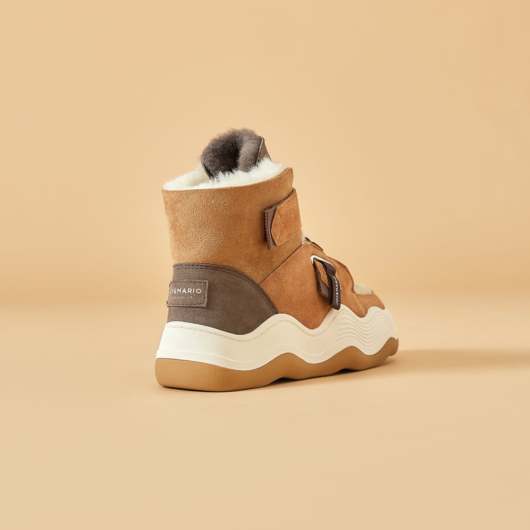 JOY&MARIO Women's Cow Suede Snow Short Boots in Camel-87308W JOYANDMARIO