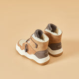 JOY&MARIO Women's Cow Suede Snow Short Boots in Camel-87308W JOYANDMARIO