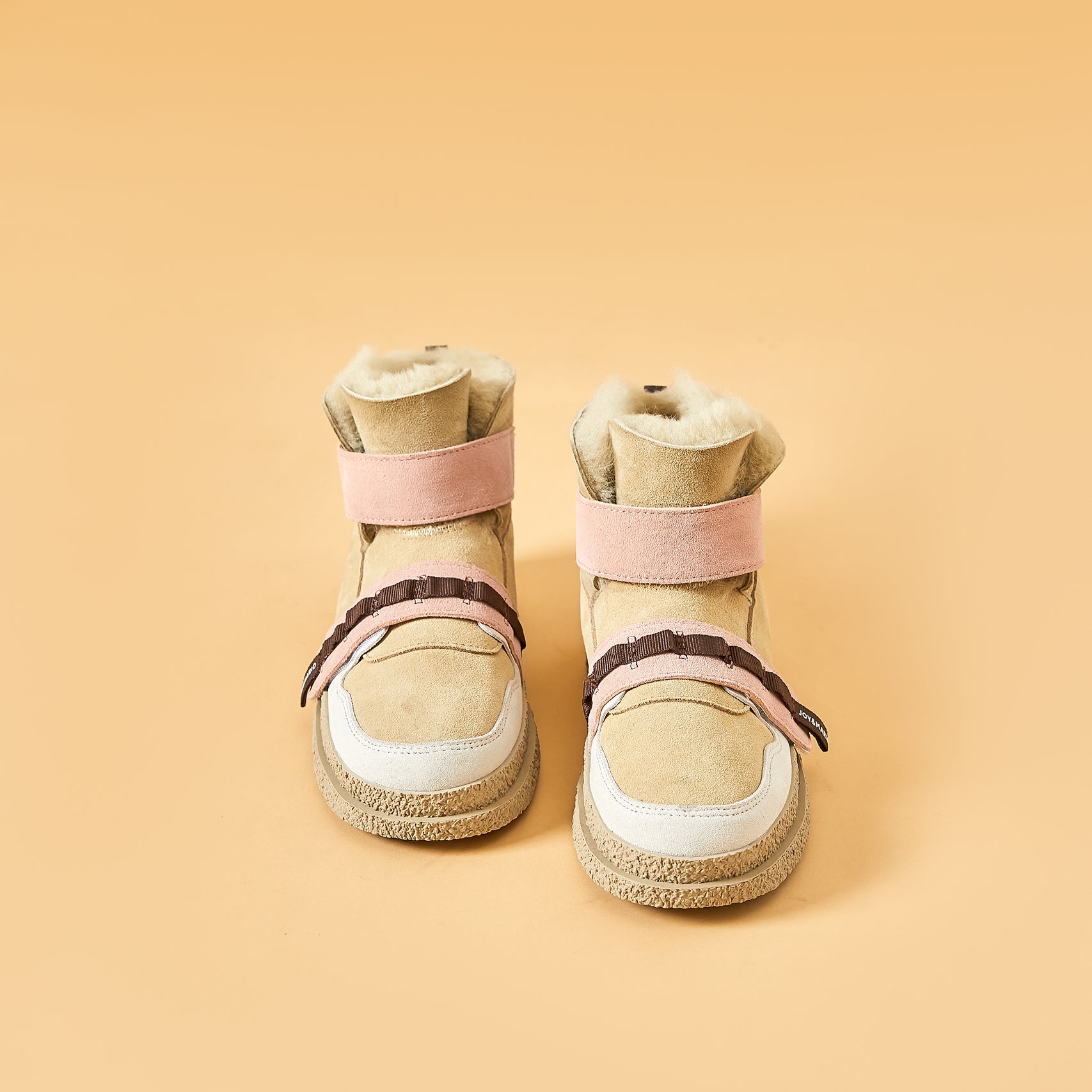 JOY&MARIO Women's Cow Suede Snow Short Boots in Pink-69217W JOYANDMARIO