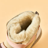 JOY&MARIO Women's Cow Suede Snow Short Boots in Pink-69217W JOYANDMARIO