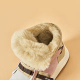 JOY&MARIO Women's Cow Suede Snow Short Boots in Pink-87308W JOYANDMARIO