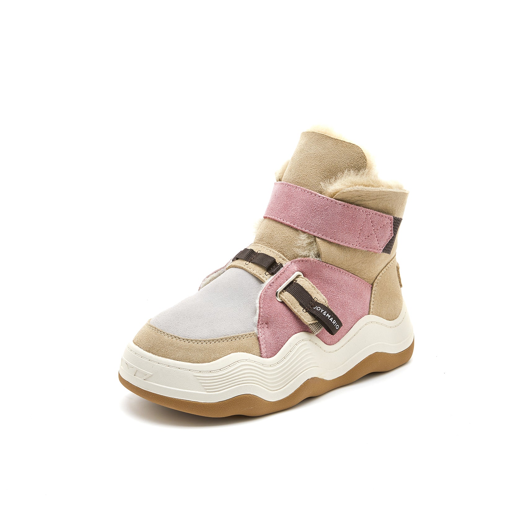 JOY&MARIO Women's Cow Suede Snow Short Boots in Pink-87308W JOYANDMARIO