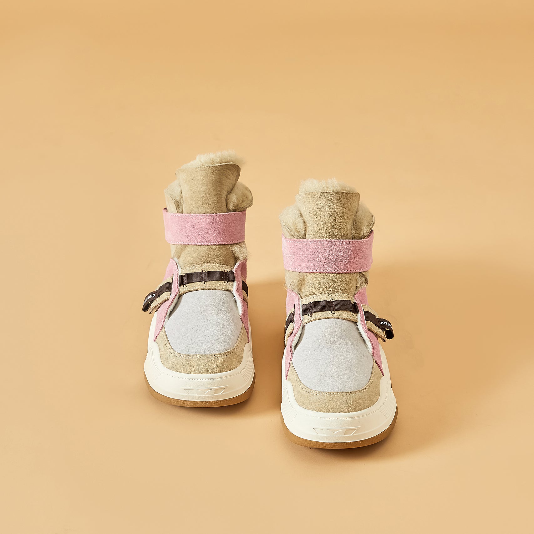 JOY&MARIO Women's Cow Suede Snow Short Boots in Pink-87308W JOYANDMARIO