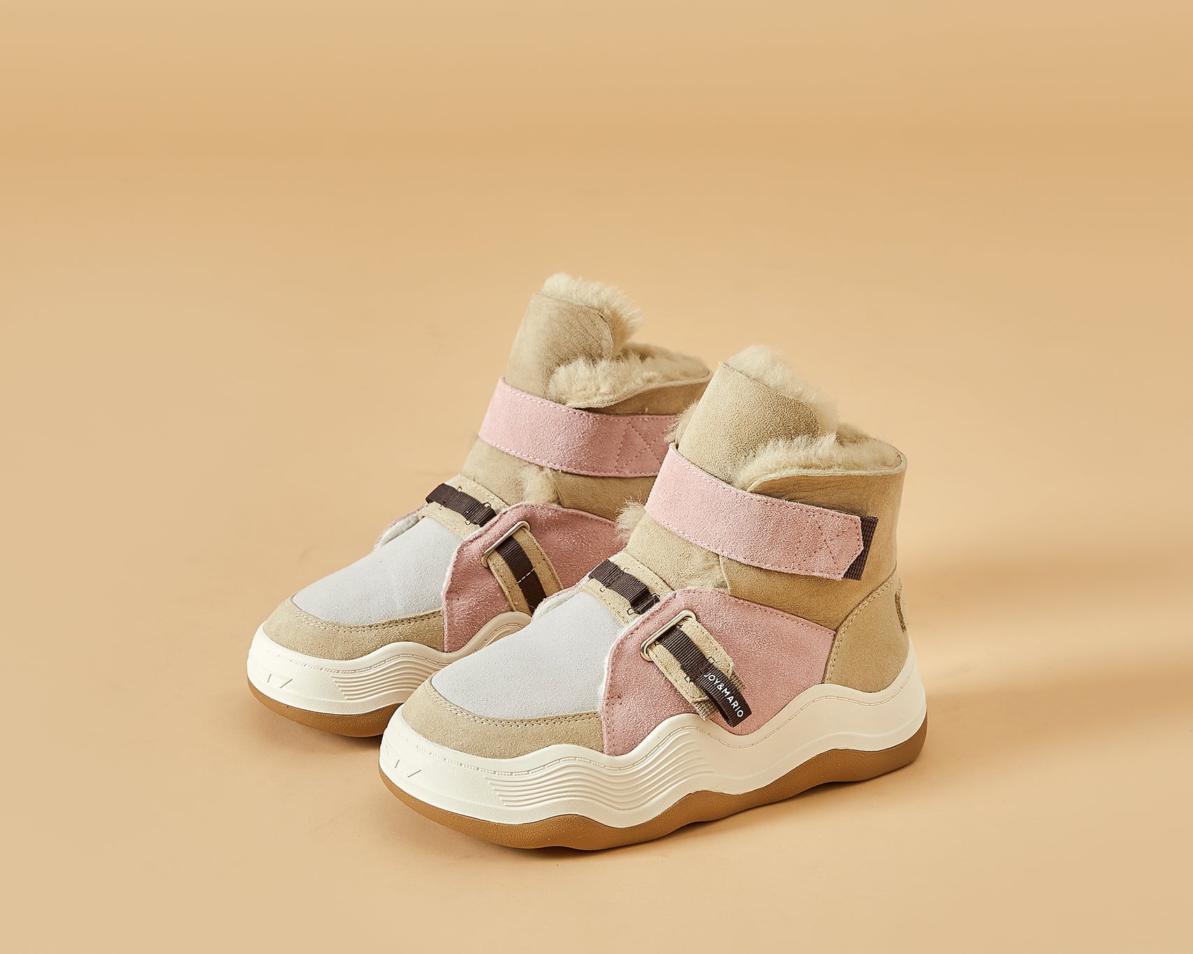JOY&MARIO Women's Cow Suede Snow Short Boots in Pink-87308W JOYANDMARIO