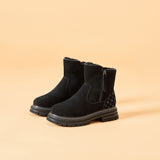 Load image into Gallery viewer, JOY&amp;MARIO Women&#39;s Cow Suede Zipper Snow Boots in Black-69061W JOYANDMARIO