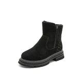 Load image into Gallery viewer, JOY&amp;MARIO Women&#39;s Cow Suede Zipper Snow Boots in Black-69061W JOYANDMARIO