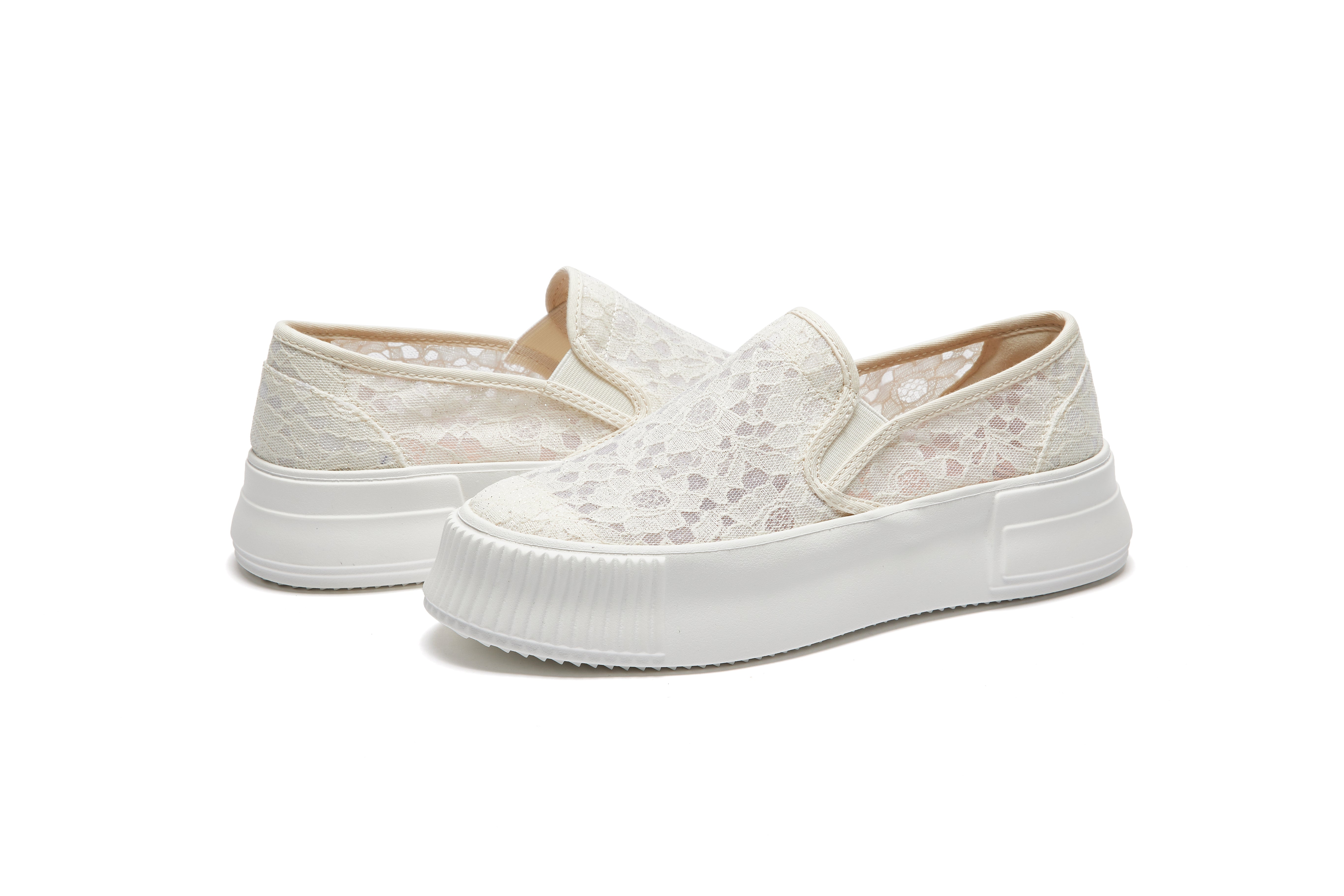 JOY&MARIO Women’s Slip-On Canvas Loafers in Beige-83310W JOYANDMARIO