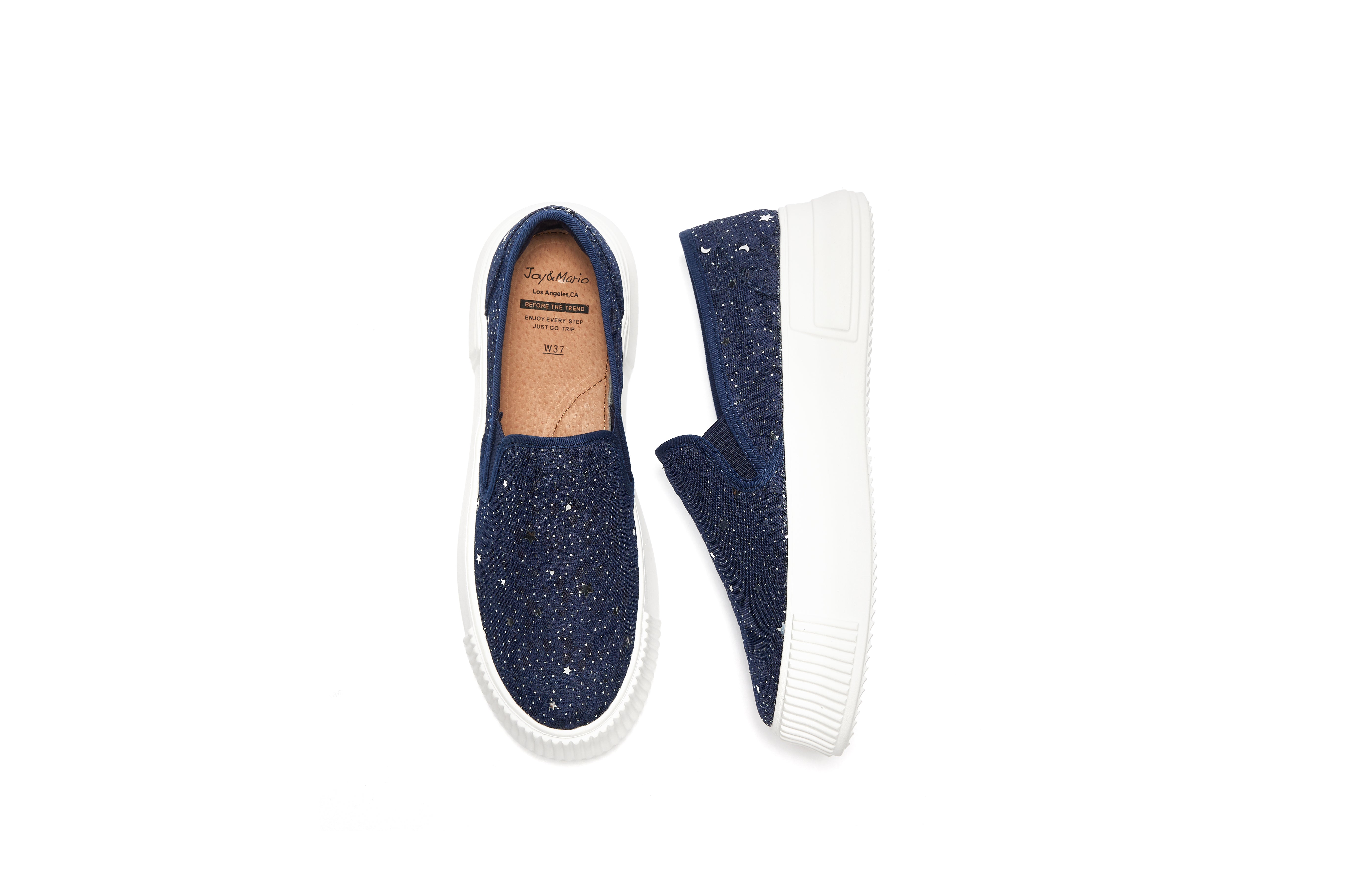 JOY&MARIO Women’s Slip-On Canvas Loafers in Navy-83305W JOYANDMARIO